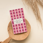 Carte De Visite QR Code Moderne Rose À damiers Quirky Boho Girly