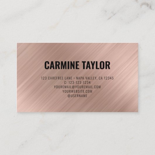 Carte De Visite QR Code Moderne Rose Or (Dos)