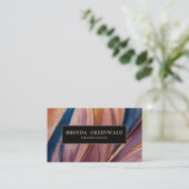 Carte De Visite QR CODE Moderne terre cuite bleu parties scintilla (Debout devant)