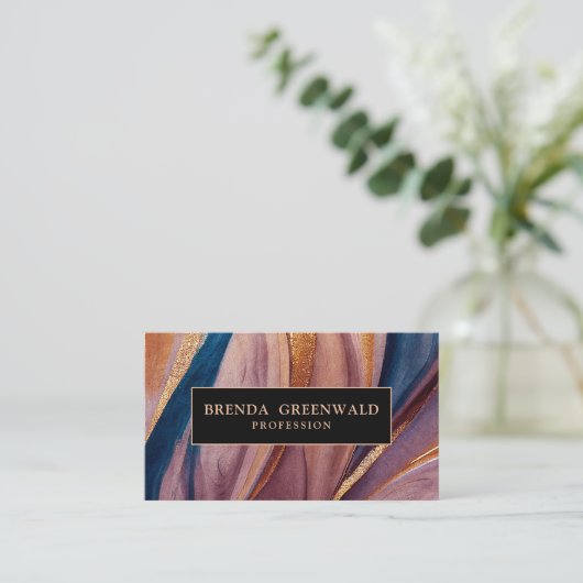 Carte De Visite QR CODE Moderne terre cuite bleu parties scintilla (Debout devant)