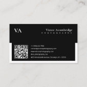 Carte De Visite QR Code Monogram Balck White Grey Photographie (Dos)