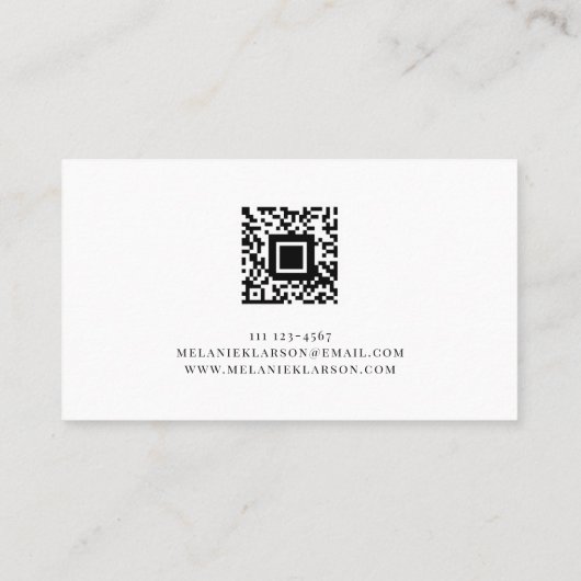 Carte De Visite QR Code Monogramme minimal Noir et blanc Moderne (Dos)