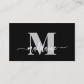 Carte De Visite QR Code Monogramme Noir Élégant (Devant)