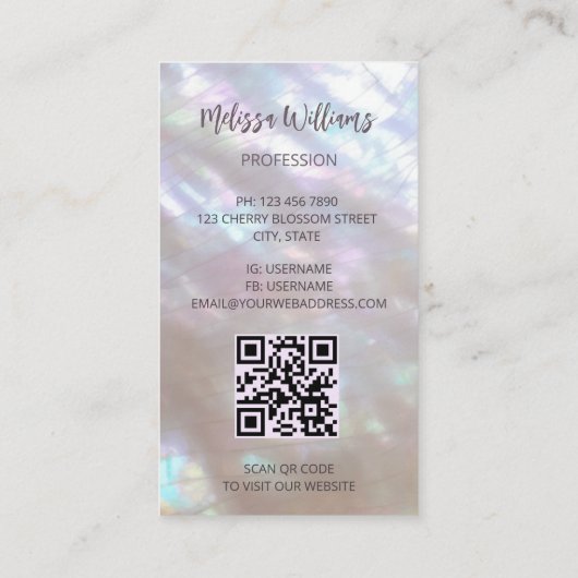 Carte De Visite QR Code | Mother-of-pearl Shimmering (Dos)