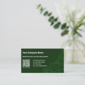 Carte De Visite QR Code Mower Outline Custom Dark Green Lawn Care (Debout devant)
