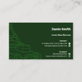 Carte De Visite QR Code Mower Outline Custom Dark Green Lawn Care (Dos)