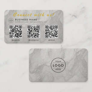 Carte de visite QR Code Multi Social Marble Blanc 