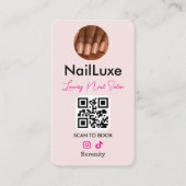 Carte De Visite QR Code Nail Technician Blush Pink Photo (Devant)