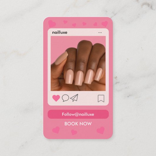 Carte De Visite QR Code Nail Technician Blush Pink Photo (Dos)
