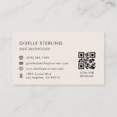 Carte De Visite QR Code Nail Technician Modern Minimalist (Dos)