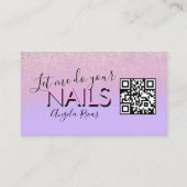 Carte De Visite QR CODE Nails Salon Citation Violet rose (Devant)