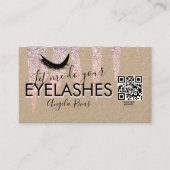 Carte De Visite QR CODE Nails Salon Parties scintillant rose goutt (Devant)
