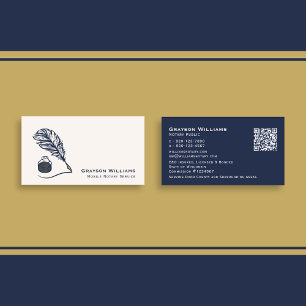 Carte De Visite QR Code Navy Mobile Notary Business Card