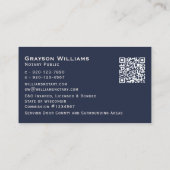 Carte De Visite QR Code Navy Mobile Notary Business Card (Dos)