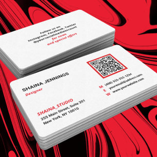 Carte De Visite QR Code Nettoyage moderne Noir Rouge Blanc