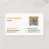 Carte De Visite QR Code Networking Modern Black Orange White (Devant)