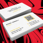 Carte De Visite QR Code Networking Modern Black Yellow White