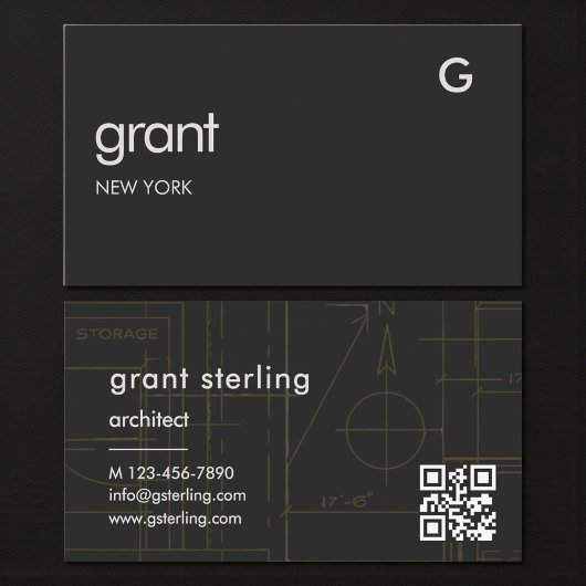 Carte de visite QR Code noir Architecture