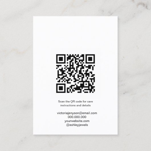 Carte De Visite Qr code noir blanc bijouterie (Dos)