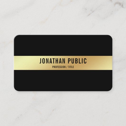 Carte De Visite QR Code Noir Et Or Élégant Modèle Luxe (Devant)