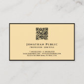 Carte De Visite QR Code Noir Et Or Élégant Modèle Moderne (Dos)
