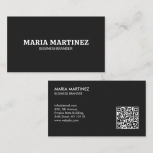Carte de visite QR Code noir minimaliste rétro gra
