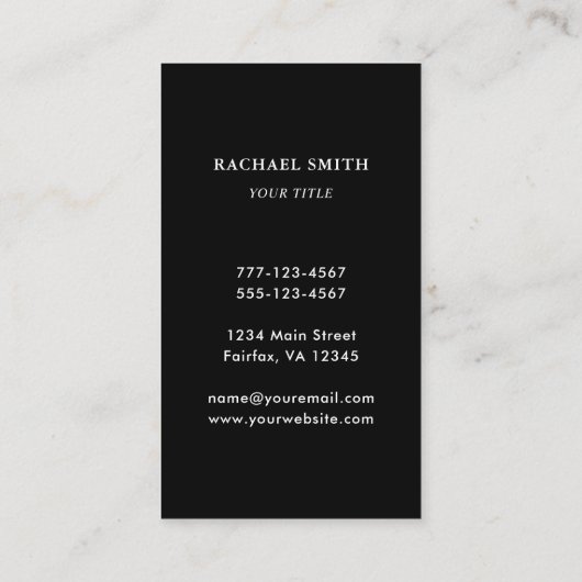 Carte De Visite QR Code noir moderne (Dos)