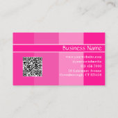 Carte De Visite QR Code Nom moderne Hot Pink Stripes (Dos)