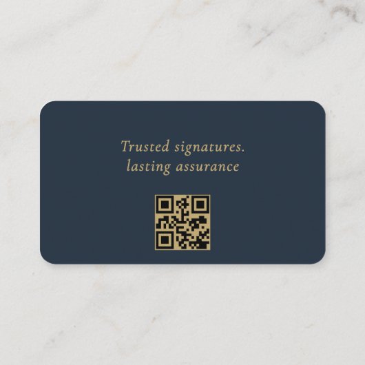 Carte De Visite QR Code Notary Public Navy Blue Gold (Dos)