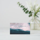 Carte De Visite QR Code numérable aquarelle Moody Turquoise rose (Debout devant)