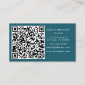 Carte De Visite QR Code numérable aquarelle Moody Turquoise rose (Dos)