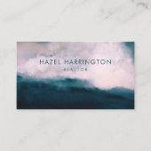 Carte De Visite QR Code numérable aquarelle Moody Turquoise rose (Devant)