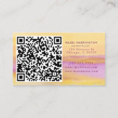 Carte De Visite QR Code numérable couleur couleur rose jaune aquar (Dos)