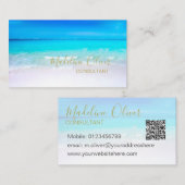 Carte De Visite QR Code Ocean Beach Sea Travel Aqua Blue Gold (Devant / Derrière)