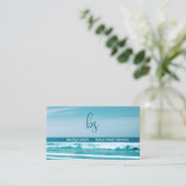 Carte De Visite QR Code Ocean Wave Initials (Debout devant)