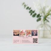 Carte De Visite qr code ongles artiste 4 photos collage rose (Debout devant)