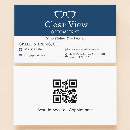 Carte De Visite QR Code Optometrist Eye Doctor Office 