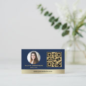 Carte de visite QR Code Or Maison Bleu Nuit Immobi (Debout devant)
