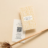 Carte De Visite QR Code Orange Wavy Stripes tendance Boho moderne 