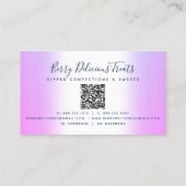 Carte De Visite QR Code Parties scintillant violet Chef de confect (Dos)