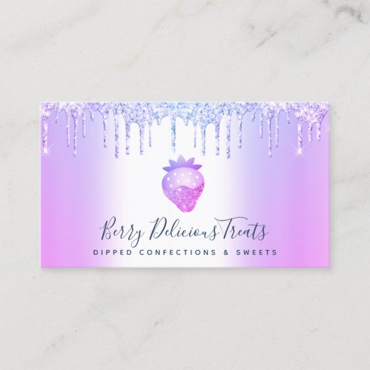 Carte De Visite QR Code Parties scintillant violet Chef de confect (Devant)