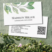 Carte De Visite QR Code Paysage Designer Vert