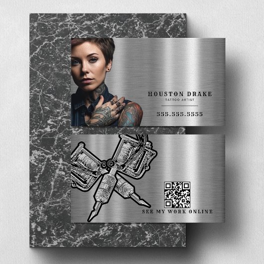 Carte De Visite QR Code personnalisé oeuvre d'artiste de tatouage