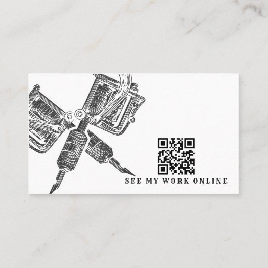 Carte De Visite QR Code personnalisé oeuvre d'artiste de tatouage  (Dos)