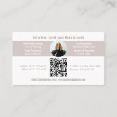 Carte de visite QR Code photo à monogramme minimal (Dos)