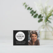 Carte De Visite QR Code Photo Black White Logo Simple (Debout devant)
