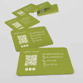 Carte De Visite QR Code Photo Contact Olive Green Modern 