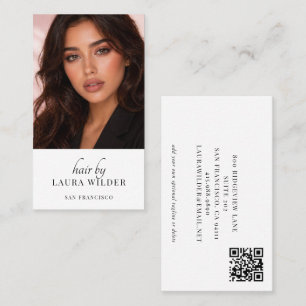 Carte de visite QR Code photo de coiffeur moderne