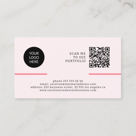 Carte De Visite QR CODE photo de logo professionnel moderne minima (Dos)
