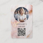 Carte De Visite QR-Code, Photo, Marbre, Rose-Rosegold, Salon (Devant)